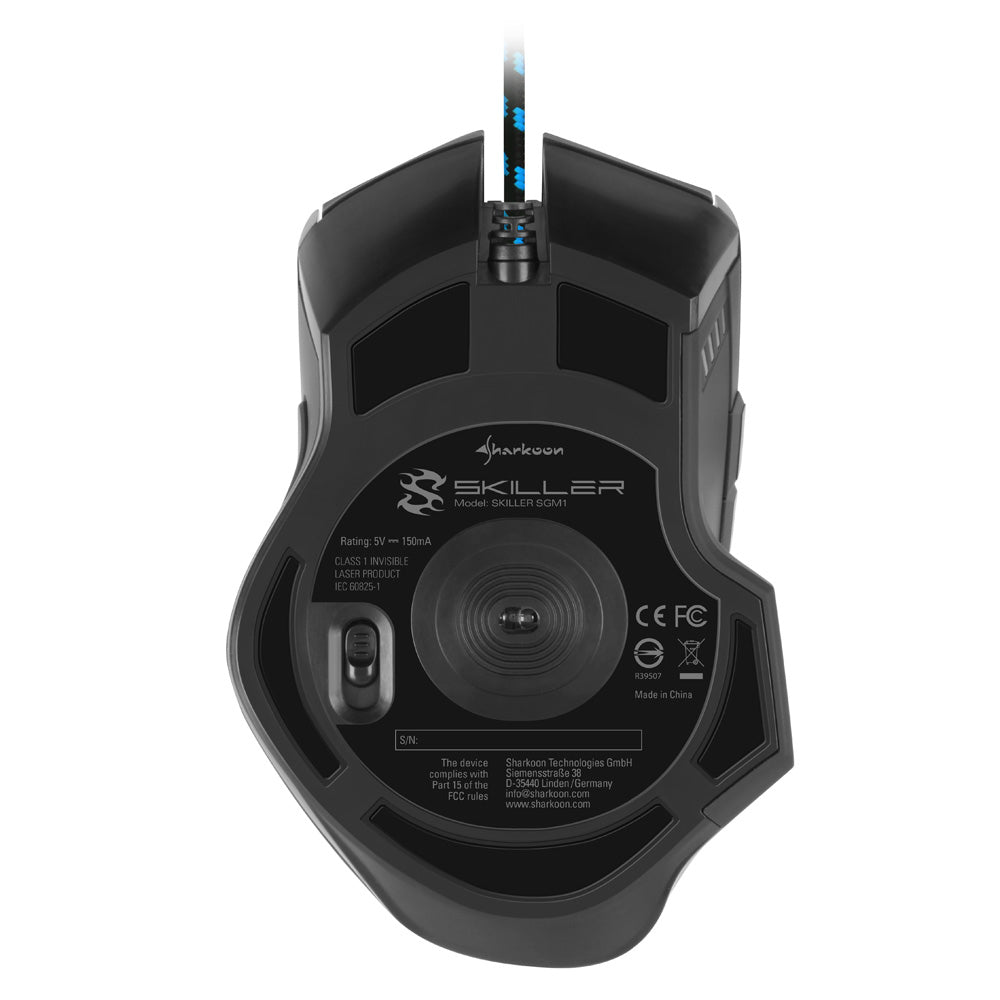 Sharkoon SKILLER SGM1 – Gaming-Maus – Kabelgebunden (USB-A), 10800 DPI, RGB-Beleuchtung, Rechts, Schwarz