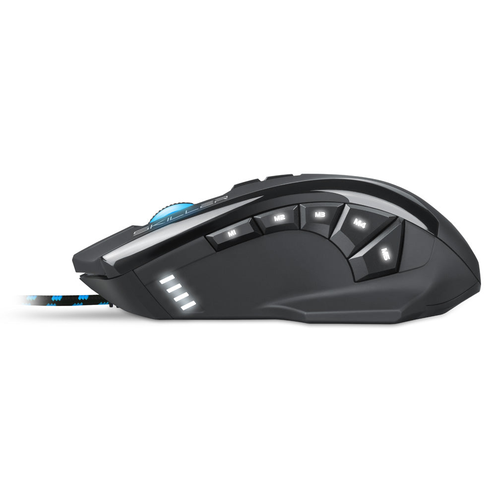 Sharkoon SKILLER SGM1 – Gaming-Maus – Kabelgebunden (USB-A), 10800 DPI, RGB-Beleuchtung, Rechts, Schwarz