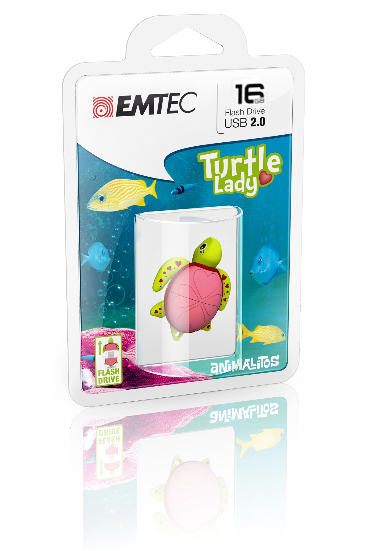 Emtec Animalitos Lady Turtle USB-Stick – 16 GB, USB 2.0, mehrfarbig