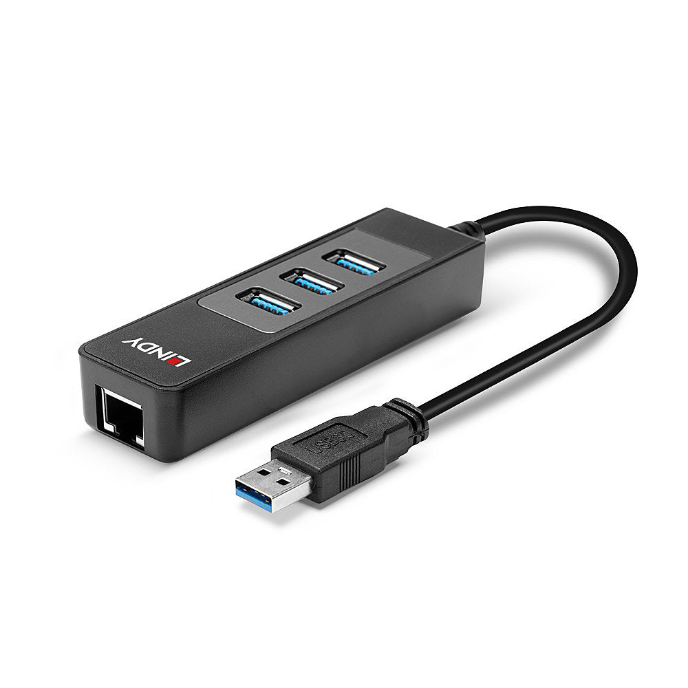 Lindy 43176 USB-Hub – USB-A, 3× USB-A, GbE, für Windows/Mac/Linux