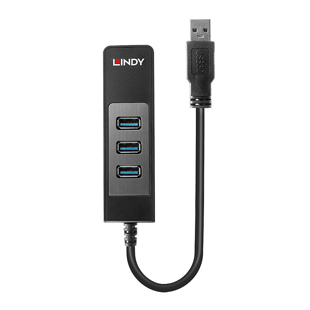Lindy 43176 USB-Hub – USB-A, 3× USB-A, GbE, für Windows/Mac/Linux