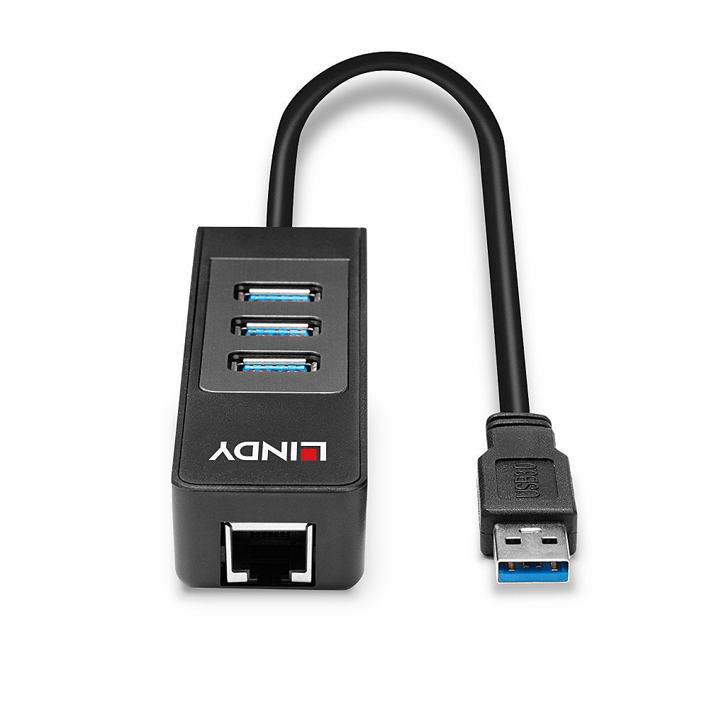 Lindy 43176 USB-Hub – USB-A, 3× USB-A, GbE, für Windows/Mac/Linux
