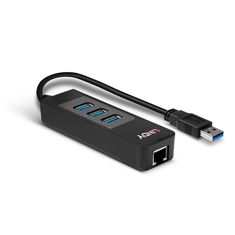 Lindy 43176 USB-Hub – USB-A, 3× USB-A, GbE, für Windows/Mac/Linux
