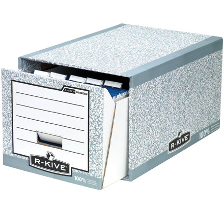 Fellowes BankersBox Aufbewahrungsbox – für A4, stapelbar, 350 × 290 × 545 mm, grau/weiss, Karton