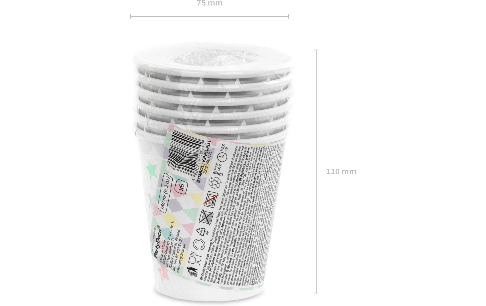 PartyDeco Becher, Papier/Karton – 1,8 dl, mehrfarbig – 6 Stk.