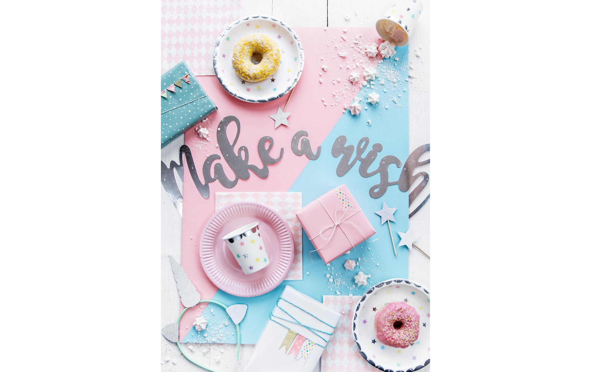 PartyDeco Teller, Papier – Ø 18 cm, Einhorn Sterne – 6 Stk.