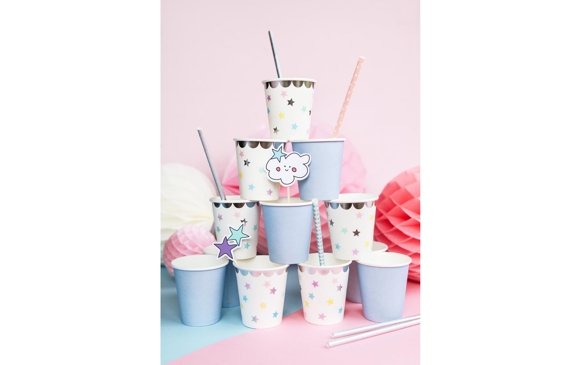 PartyDeco Becher, Papier/Karton – 1,8 dl, mehrfarbig – 6 Stk.