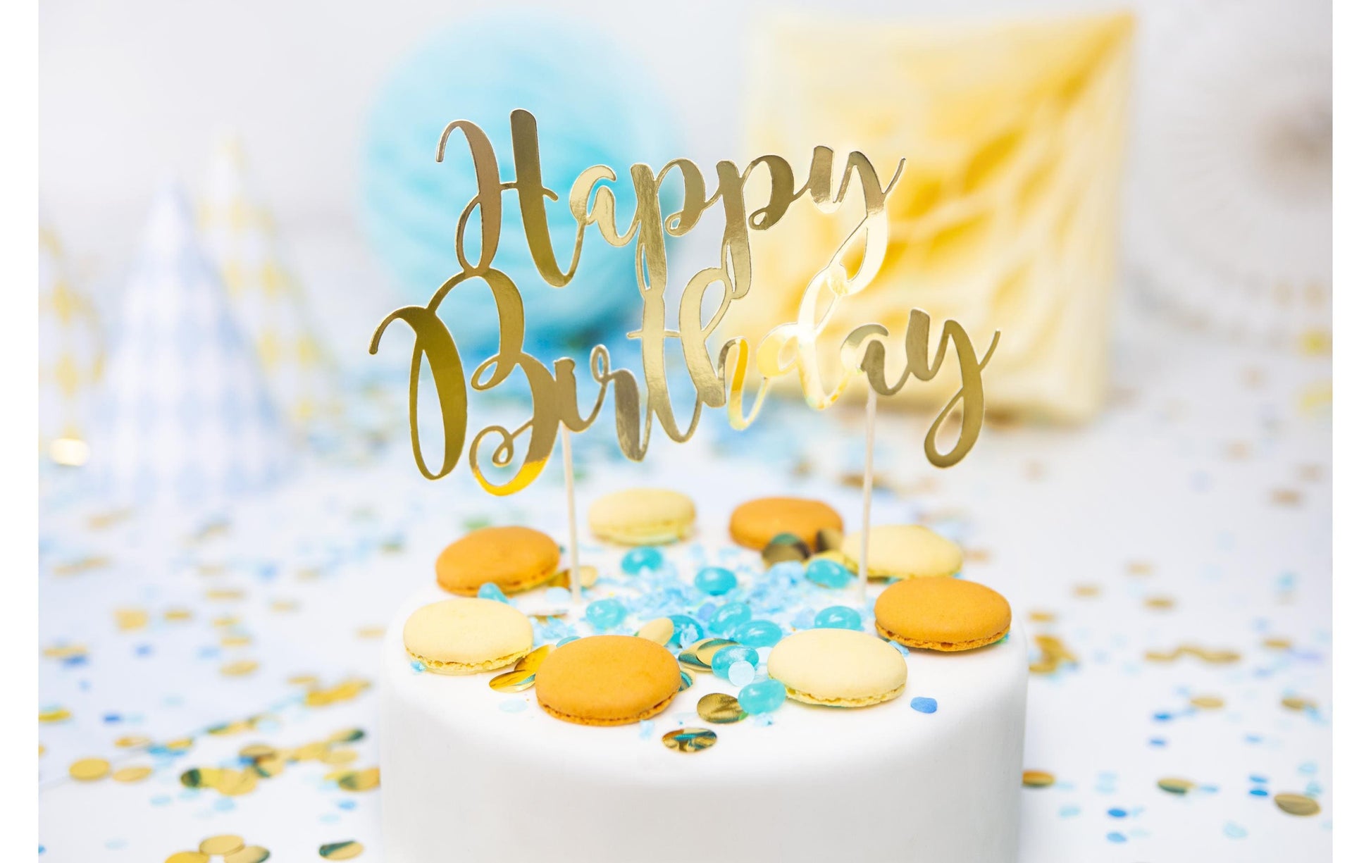 PartyDeco Party-Piekser Happy Birthday – Gold – 22,5 cm – Papier – 1 Stk