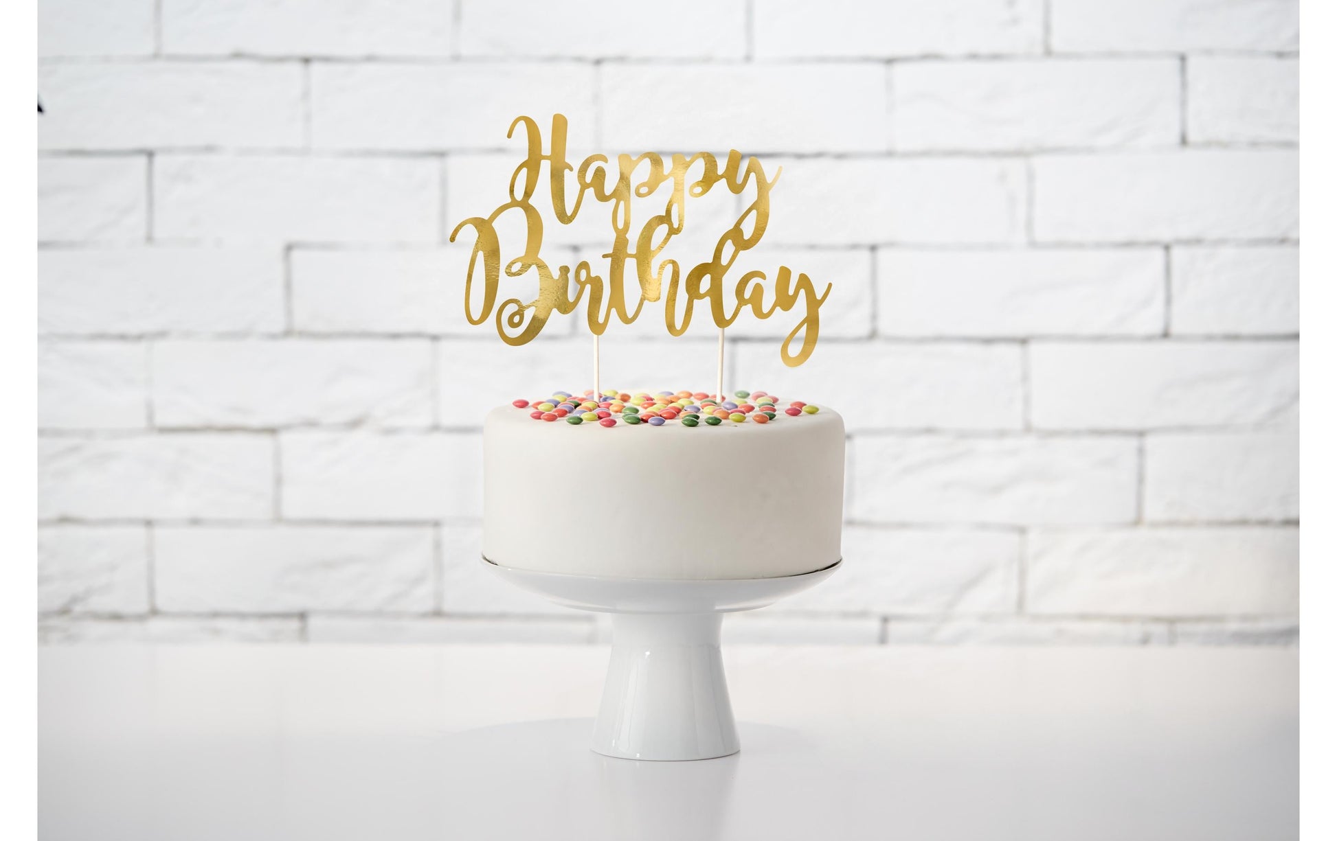 PartyDeco Party-Piekser Happy Birthday – Gold – 22,5 cm – Papier – 1 Stk