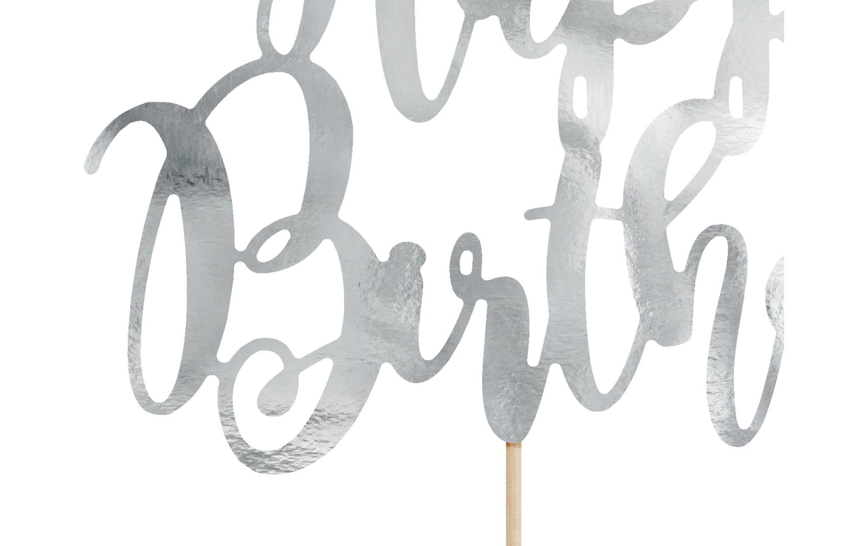 PartyDeco Kuchentopper Happy Birthday – silber – Höhe 22,5 cm – Papier – 1 Stk