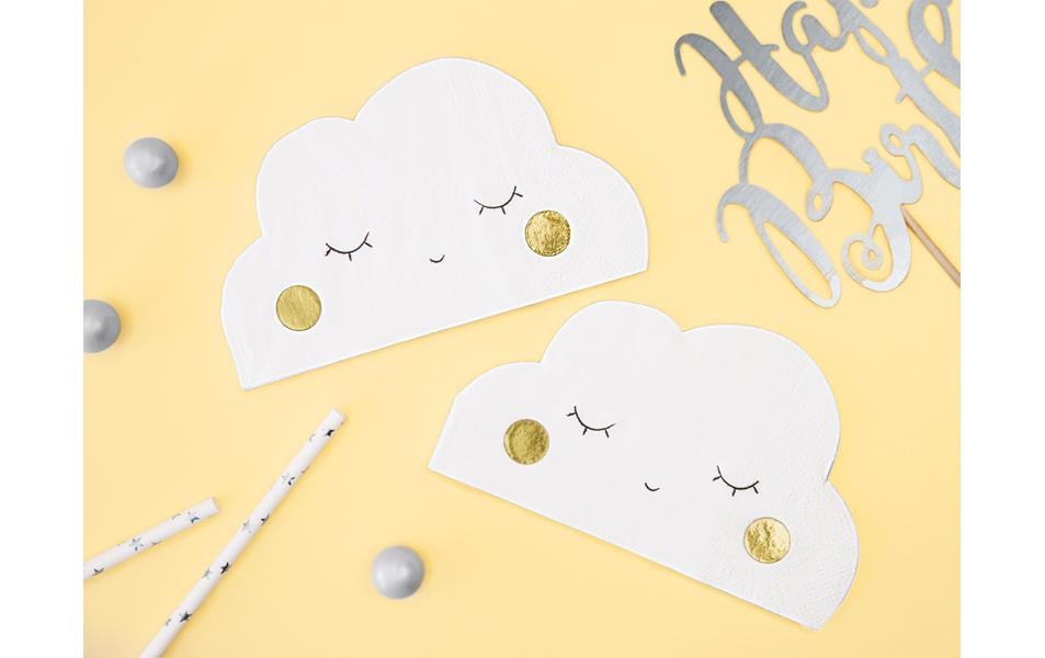PartyDeco Servietten Wolke, Papier, 16 × 9,5 cm – 20 Stk.