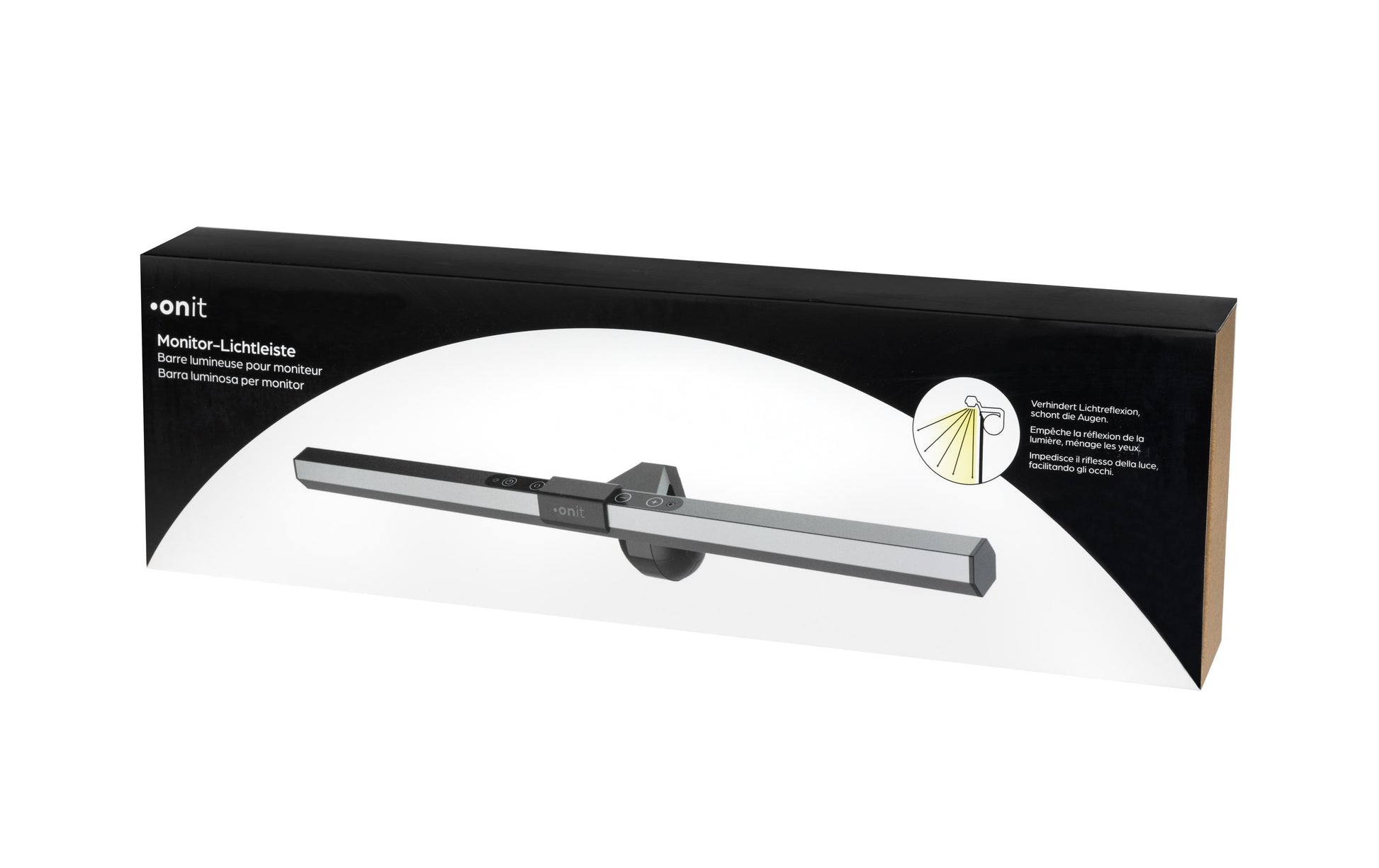 ONIT Monitor-Lichtleiste F01700 – 300 lm, 2800–6500 K (einstellbar), 10 Stufen, USB – Schwarz
