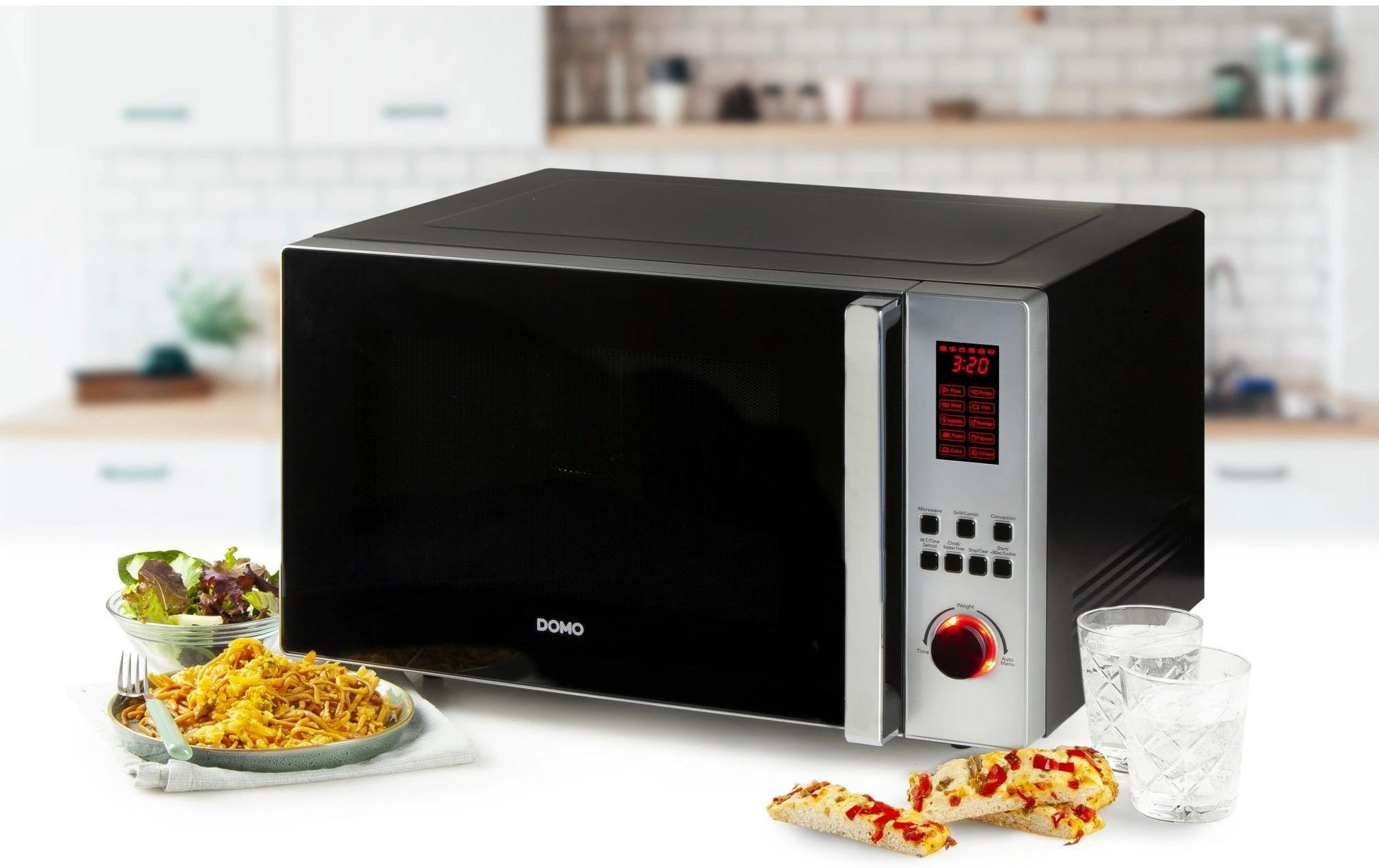 Domo Kombi-Mikrowelle DO24201C – 42 l, Grill & Heissluft, 1000 W – Schwarz/Grau