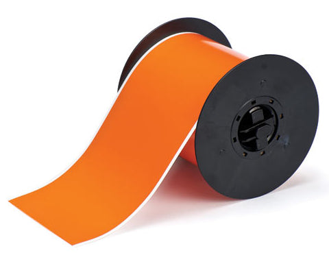 Brady 142015 Vinyl-Industrieband – orange auf weiss – 102 mm × 30,5 m – für Brady BBP3x/S3xxx/i3300