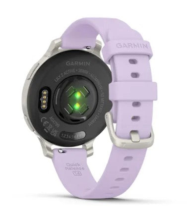 Garmin Lily 2 Active – Smartwatch – 38 mm, GPS, Bluetooth, Gorilla Glass 3, 5 ATM, Silber, Purple Jasmine