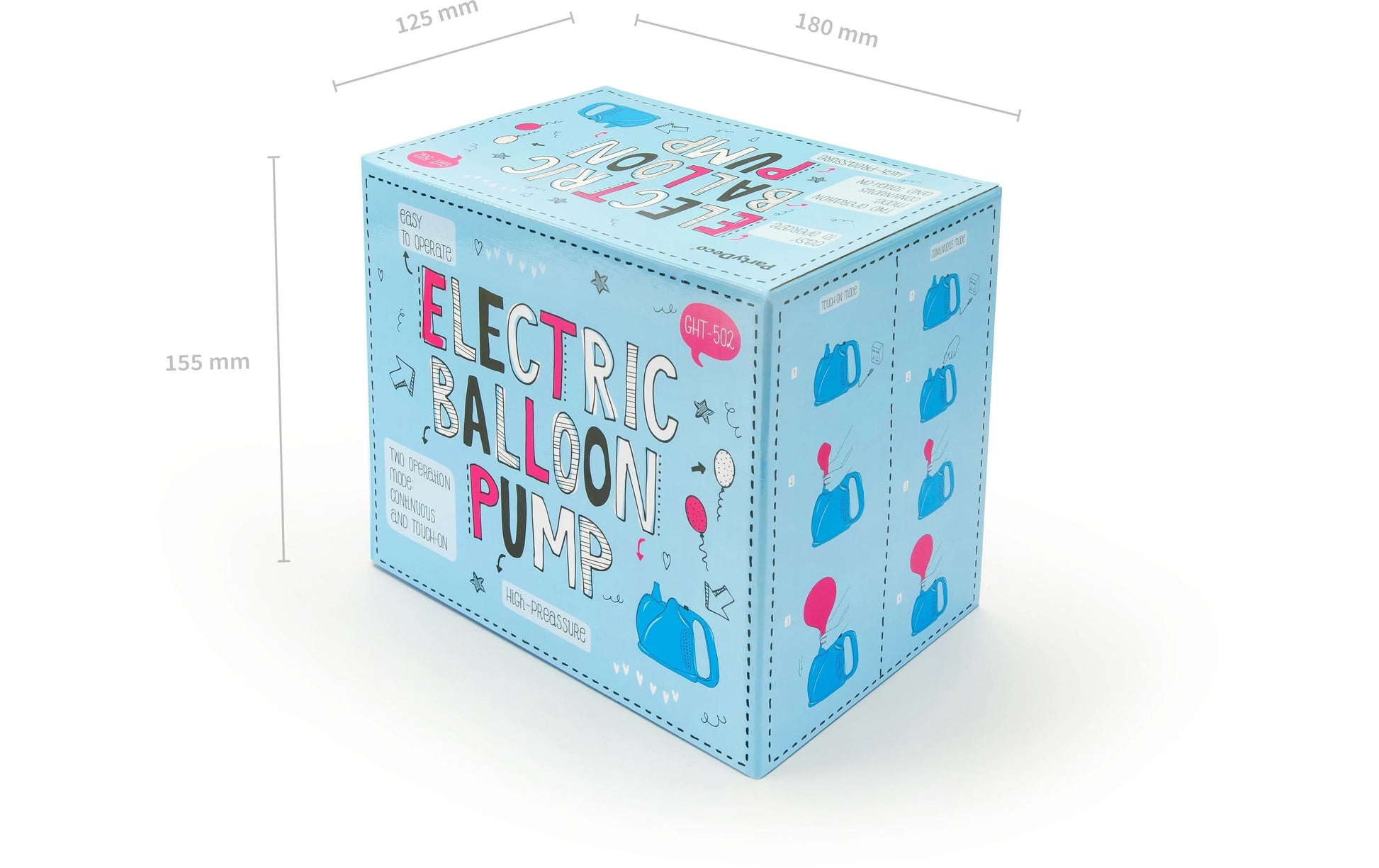 PartyDeco Ballonpumpe – Blau – 10 × 14 × 17 cm – Kunststoff – 1 Stk – Elektrisch