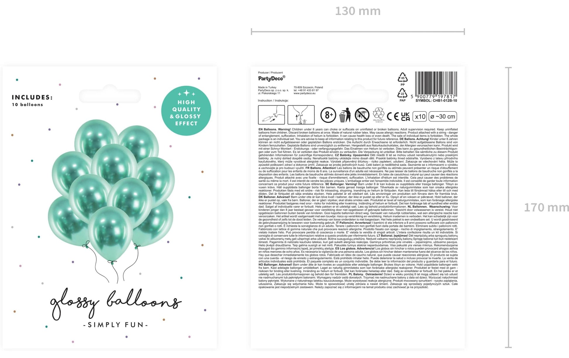 PartyDeco Luftballons – Grün – Ø 30 cm – Latex – 10 Stk