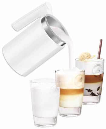 Melitta Elektrischer Milchschäumer Cremio II – Füllmenge 250 ml, Schaum 150 ml, 450 W, Weiss