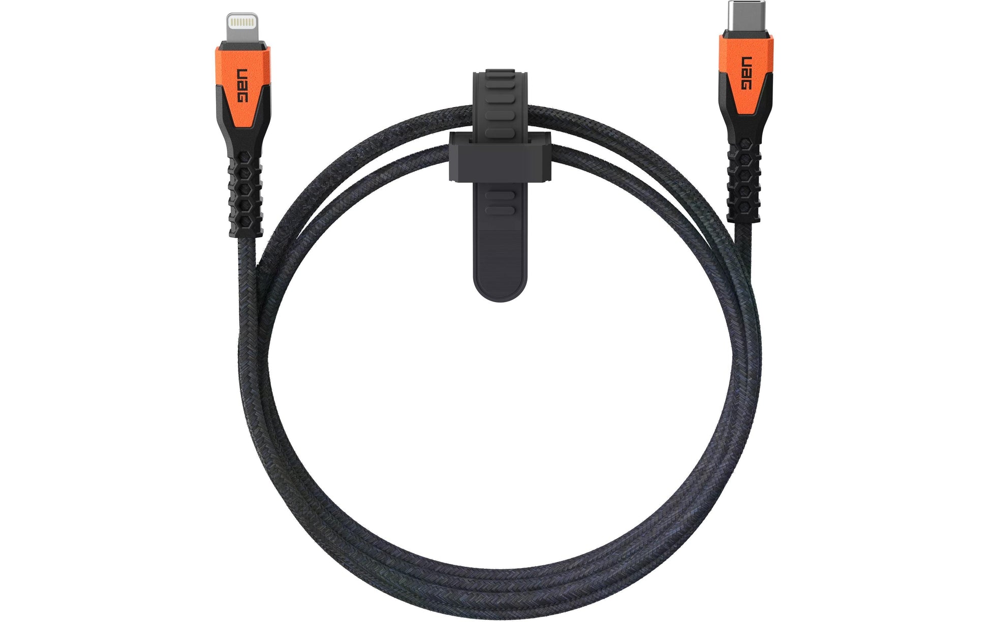Urban Armor Gear UAG 016 USB-C auf Lightning Kabel, 1,5 m, Schwarz, Orange, geflochten (Nylon), MFi zertifiziert