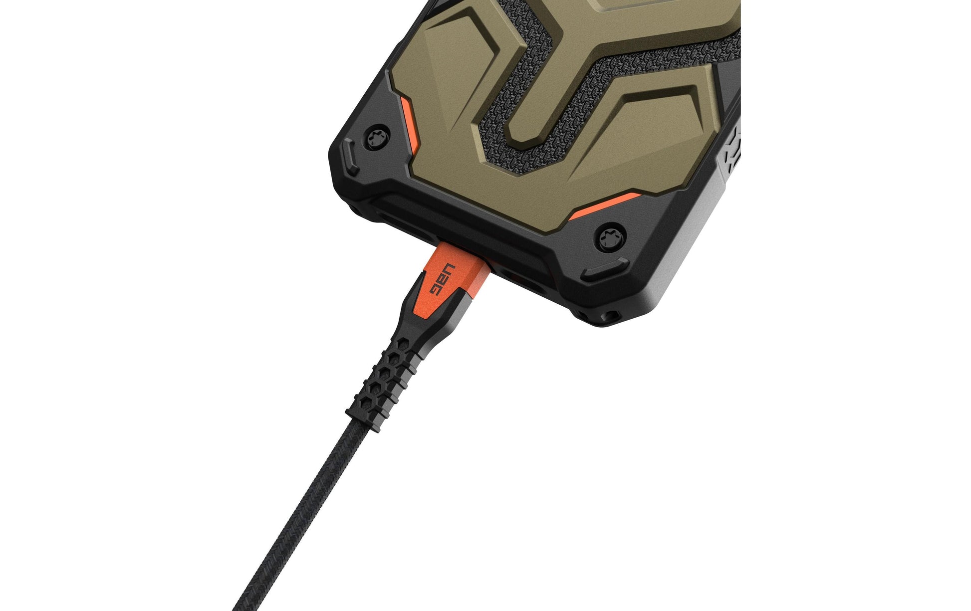 Urban Armor Gear UAG 016 USB-C auf Lightning Kabel, 1,5 m, Schwarz, Orange, geflochten (Nylon), MFi zertifiziert