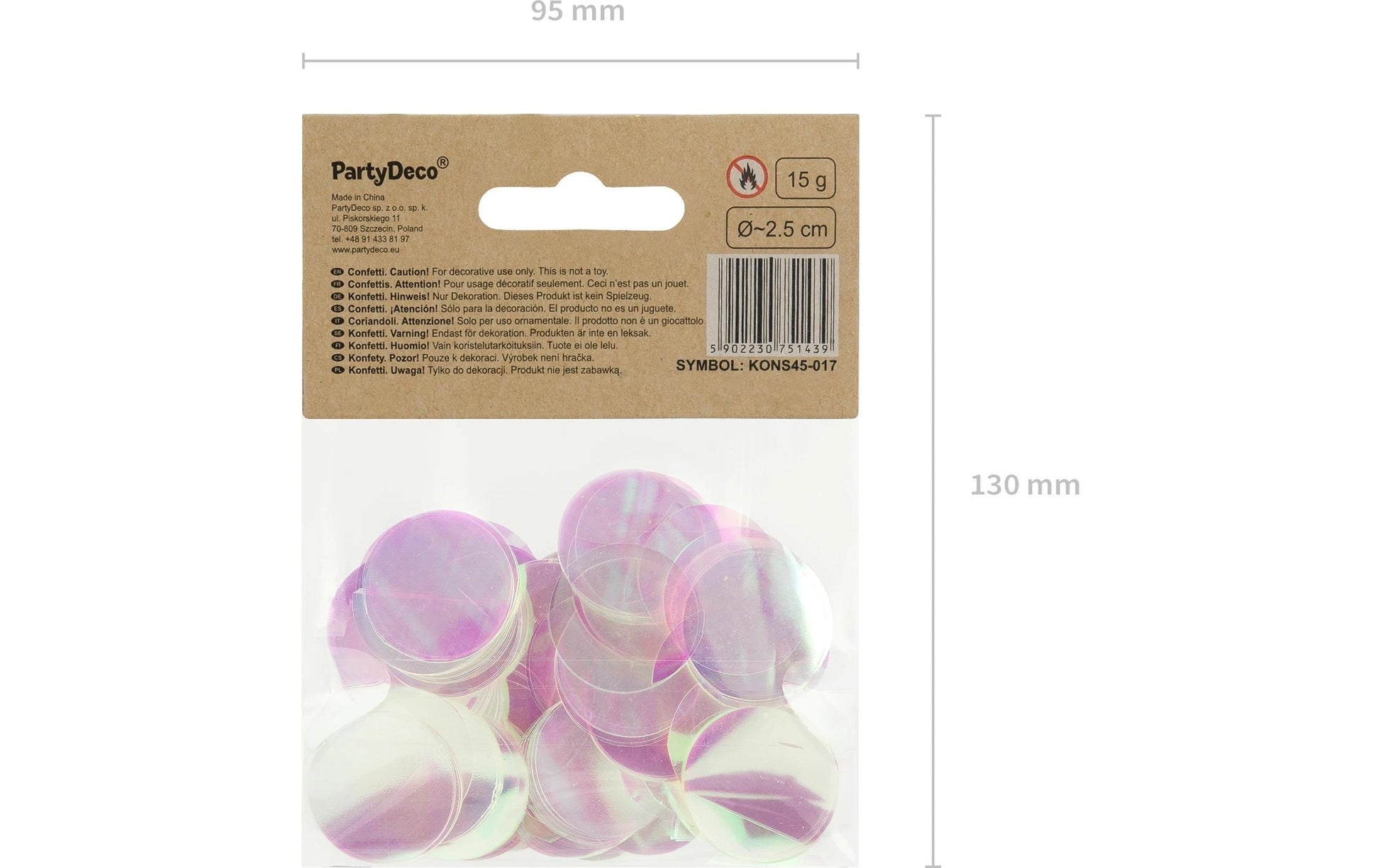 PartyDeco Partykonfetti-Kanone Kreise – irisierend – Ø 2,5 cm – Folie – 1 Stück