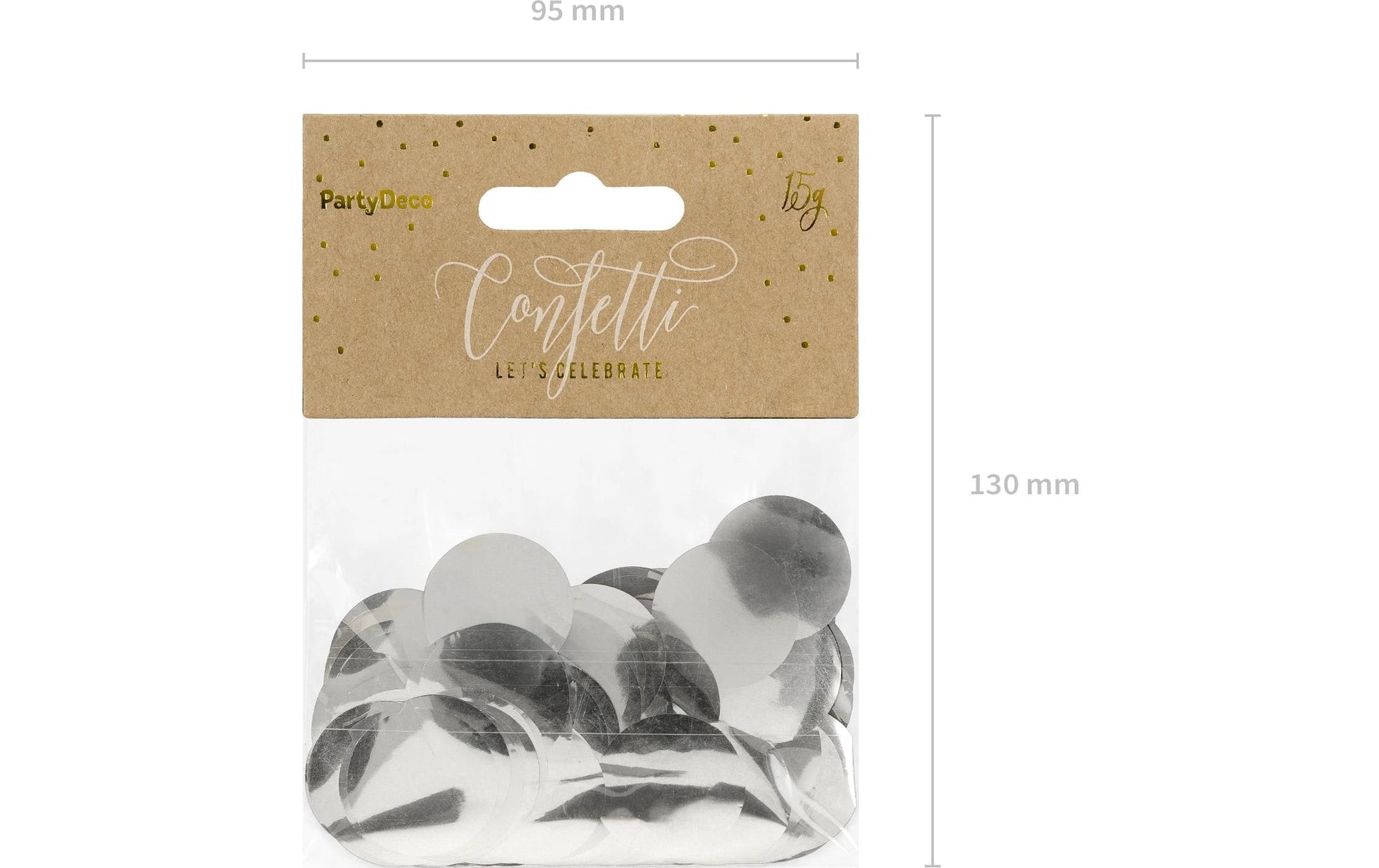 PartyDeco Konfettikanone Kreise – Silber – Ø 2,5 cm, 15 g – Folie – 1 Stk
