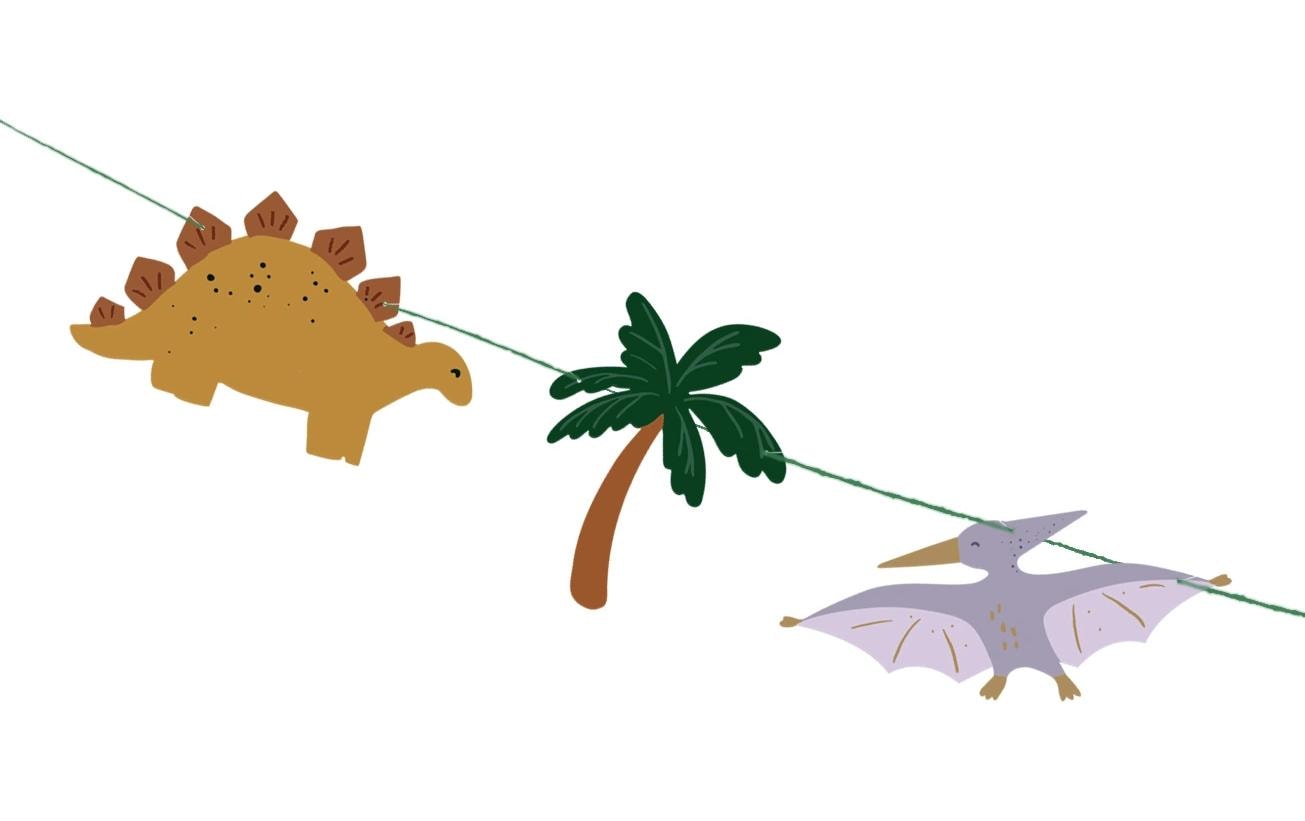PartyDeco Girlande Happy Birthday Dino – mehrfarbig – 450 × 10 cm – Papier – 1 Stk