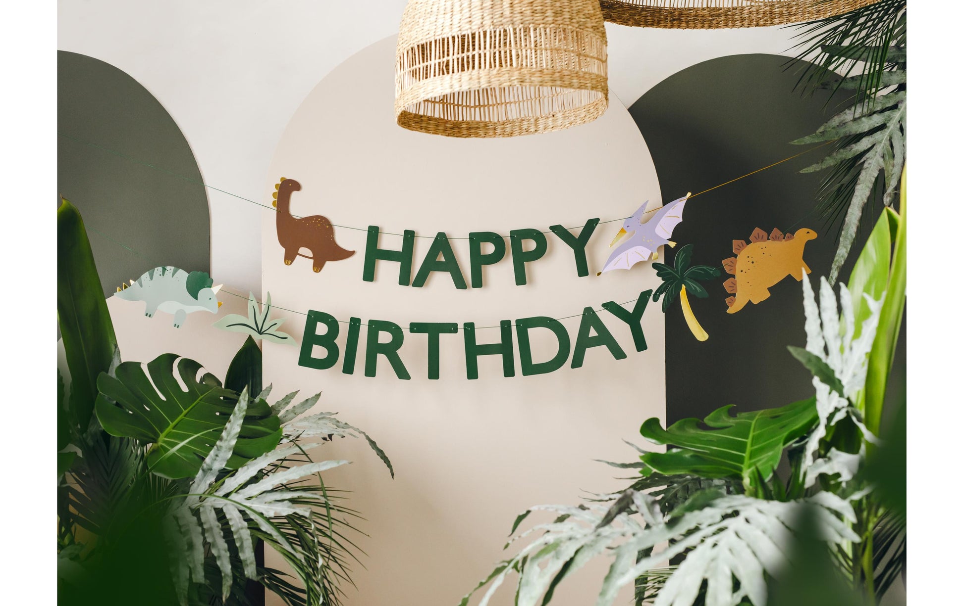 PartyDeco Girlande Happy Birthday Dino – mehrfarbig – 450 × 10 cm – Papier – 1 Stk