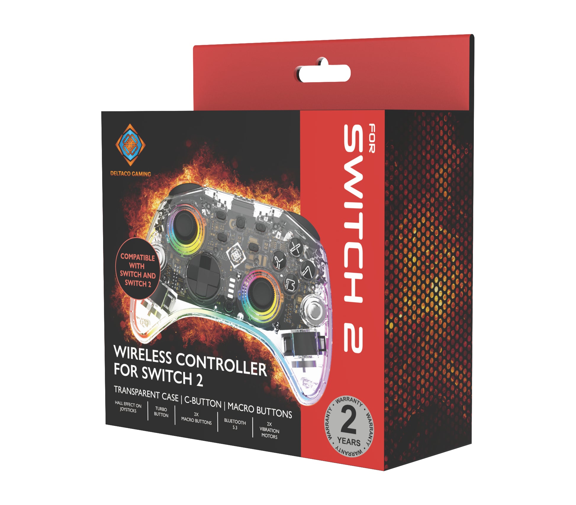 Deltaco Gaming GAM-198-T – Gamepad – USB + Bluetooth, RGB, Turbo, für Nintendo Switch, Android & PC