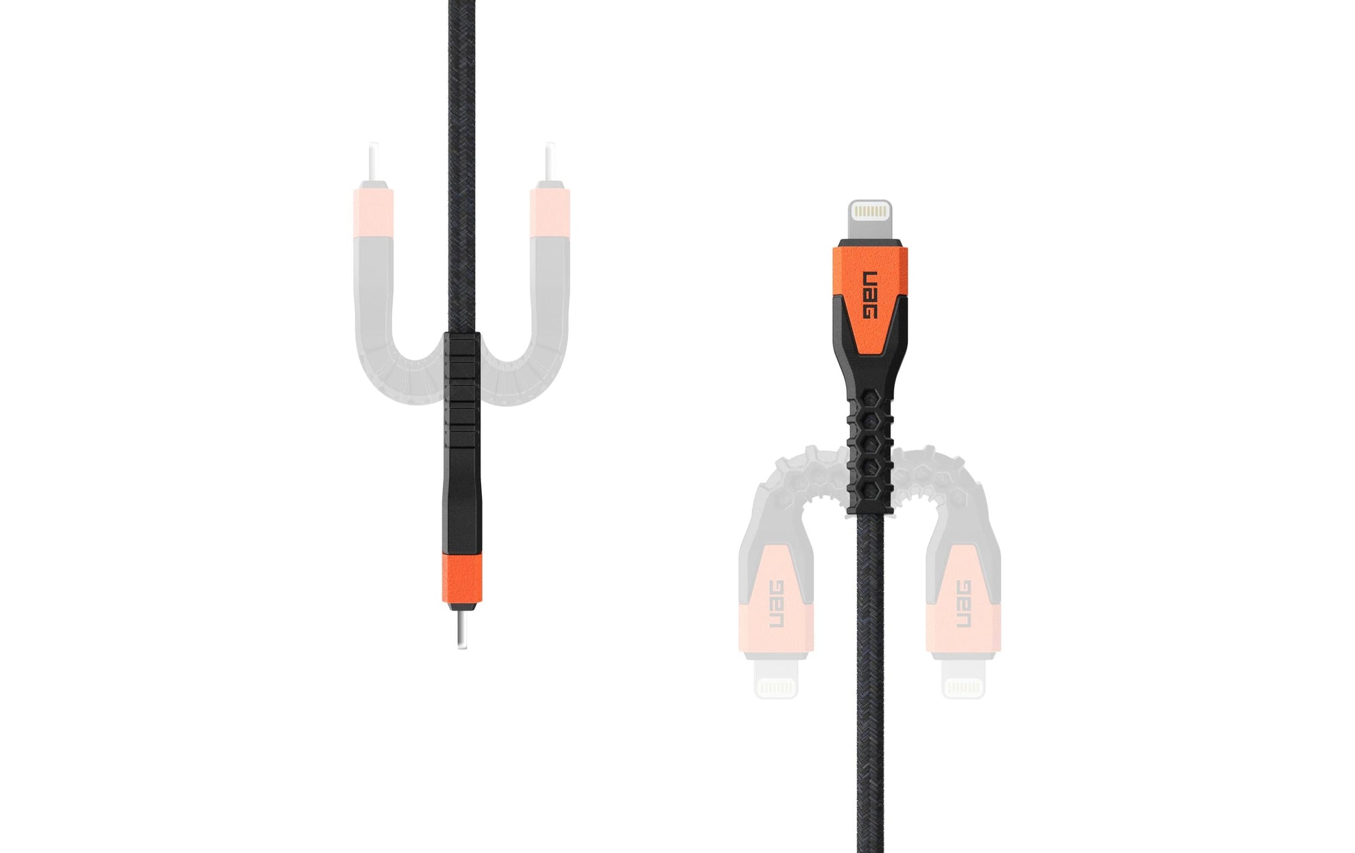 Urban Armor Gear UAG 016 USB-C auf Lightning Kabel, 1,5 m, Schwarz, Orange, geflochten (Nylon), MFi zertifiziert