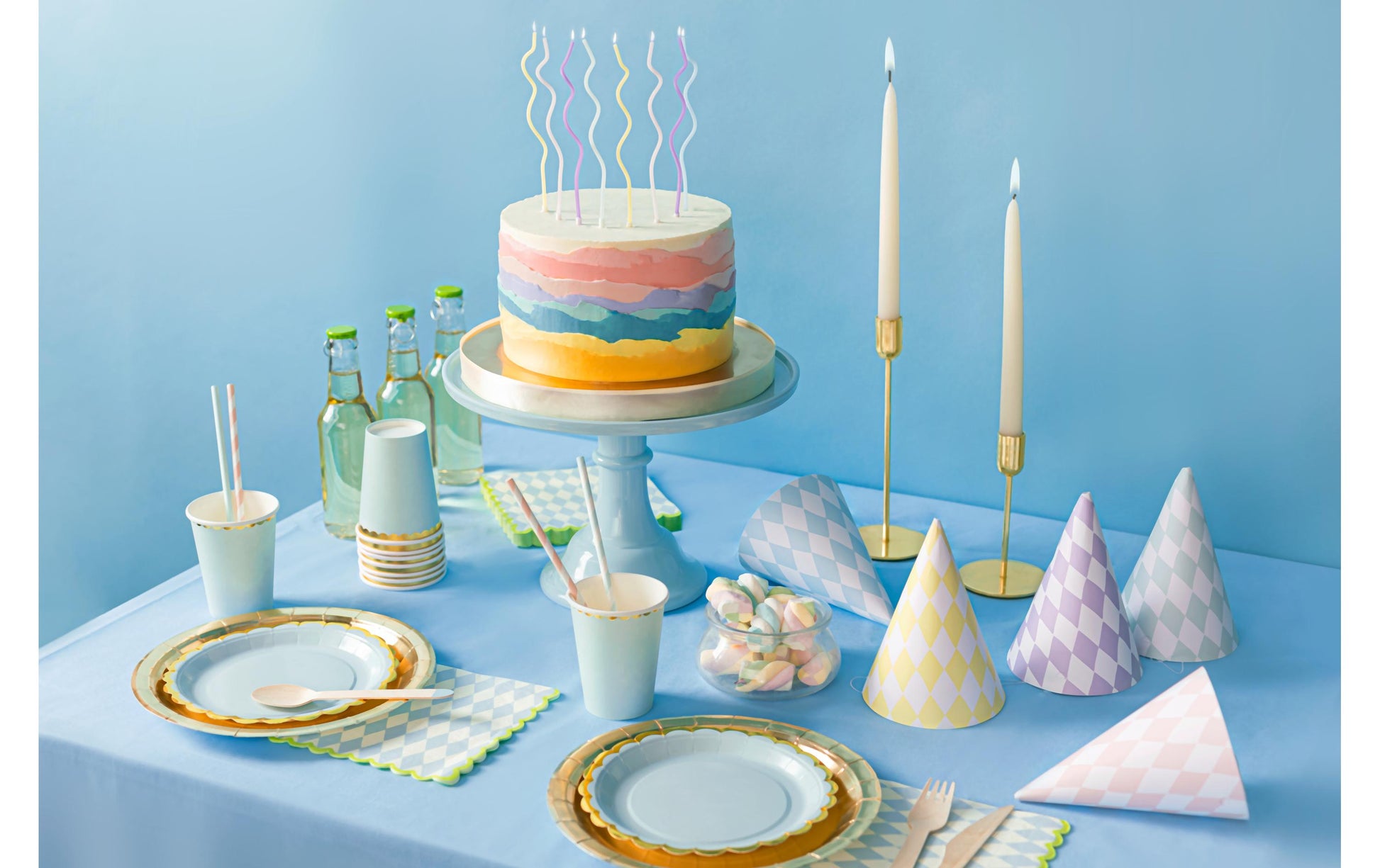 PartyDeco Geburtstagskerzen – Mehrfarbig – 14 cm – 8 Stk – Gedreht
