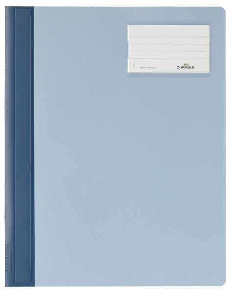 Durable Schnellhefter – A4 überbreit, Kunststoff, blau, Beschriftungsfenster