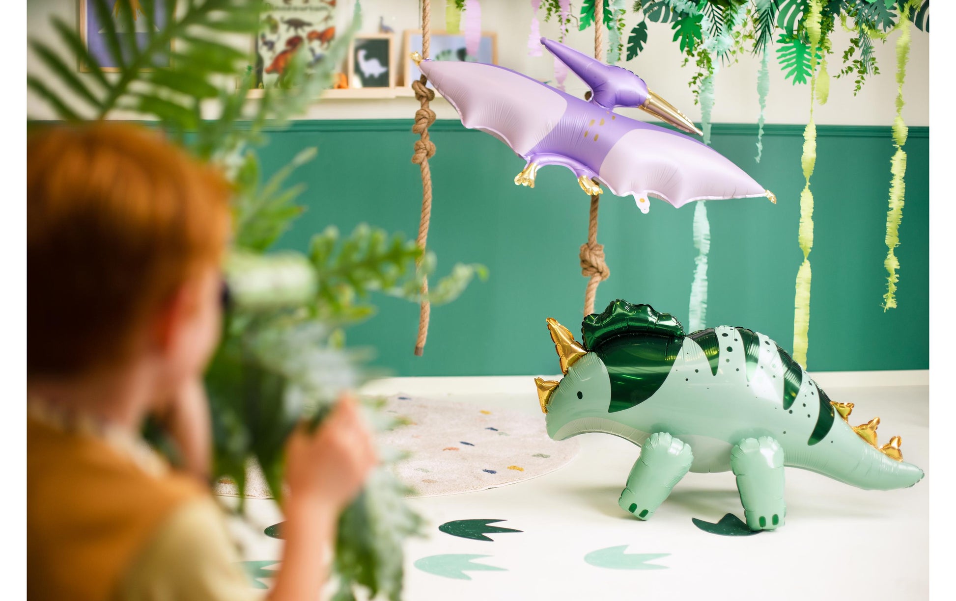 PartyDeco Folienballon Pterodaktylus – Violett – 120 × 62 cm – Folie – 1 Stk