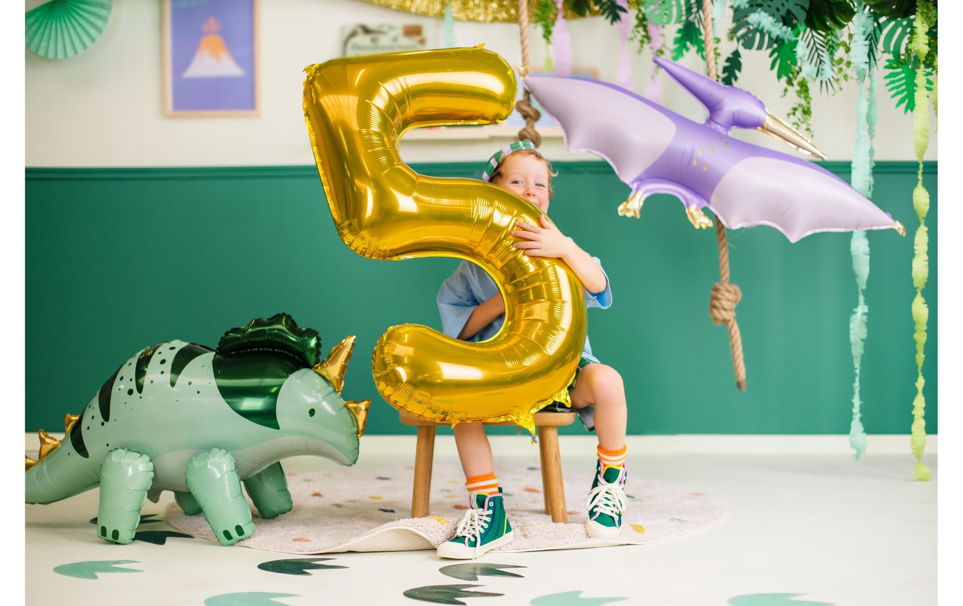 PartyDeco Folienballon Pterodaktylus – Violett – 120 × 62 cm – Folie – 1 Stk