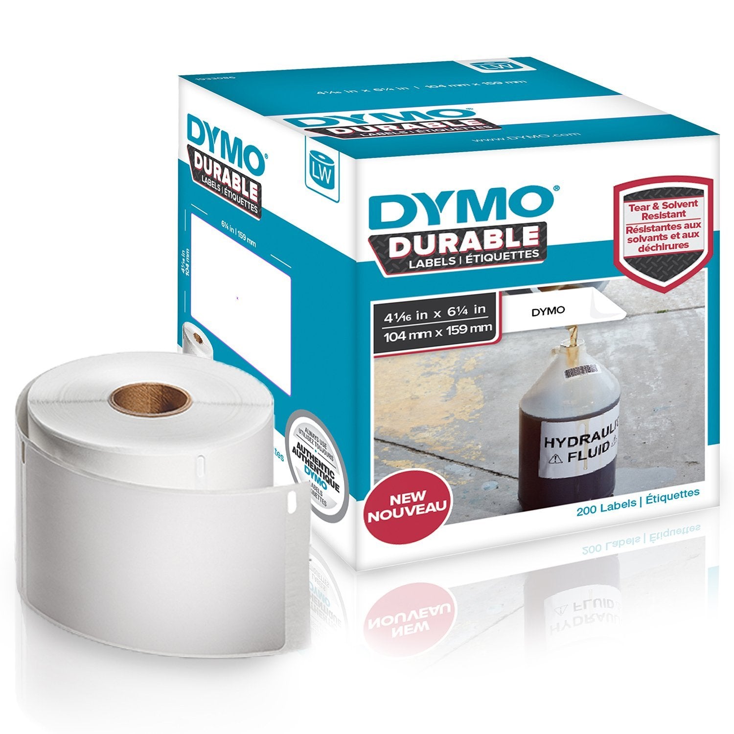 DYMO Etiketten, 104 mm × 159 mm, weiss, Kunststoff, permanent, für LabelWriter 4XL und LabelWriter 450 Serie