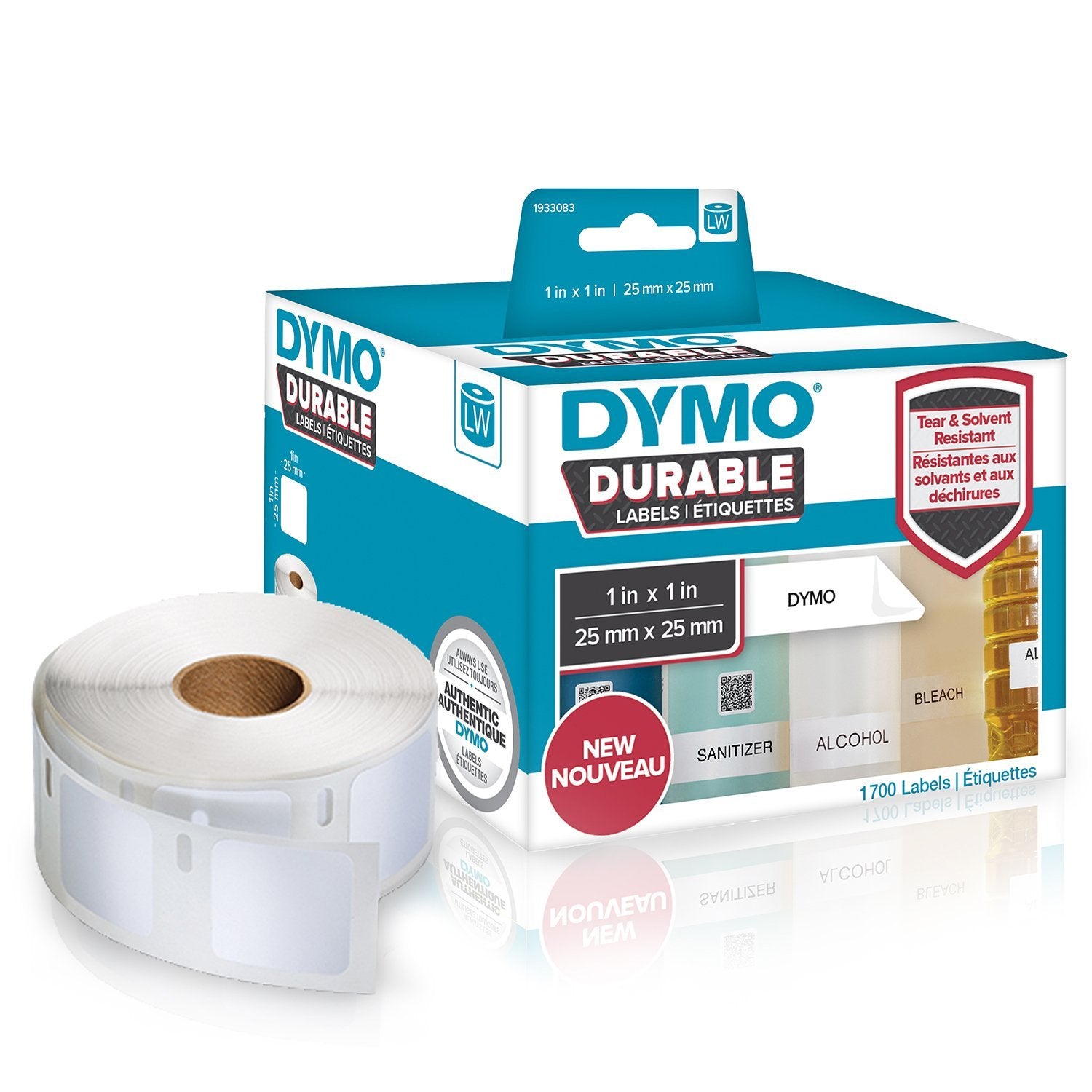 DYMO Etiketten, 25 mm × 25 mm, weiss, permanent, für LabelWriter 4XL und LabelWriter 450 Serie, 1700 Stück