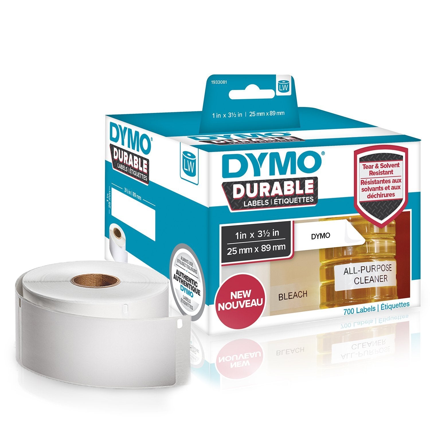 DYMO Druckeretiketten, 25 mm × 89 mm, weiss, für LabelWriter 4XL und LabelWriter 450 Serie, 700 Stück