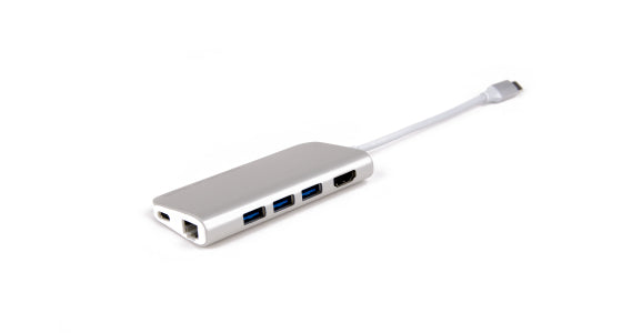 LMP 14368 Multiport-Adapter – USB-C, 1× HDMI, 3× USB-A, 1× USB-C, GbE, SD/microSD, für Windows/Mac
