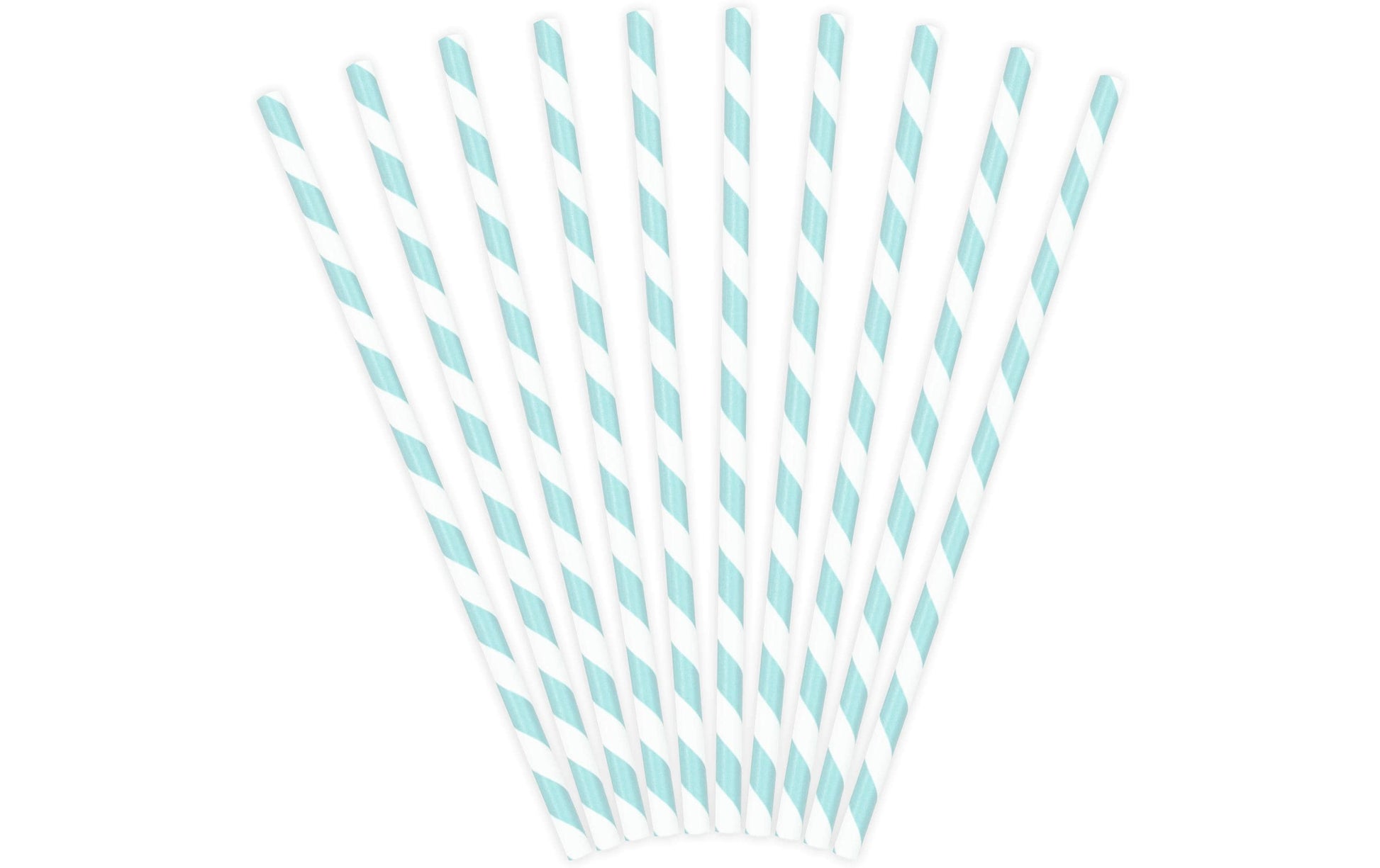 PartyDeco Papierstrohhalme, 19,5 cm, Hellblau/Weiss – 10 Stk.