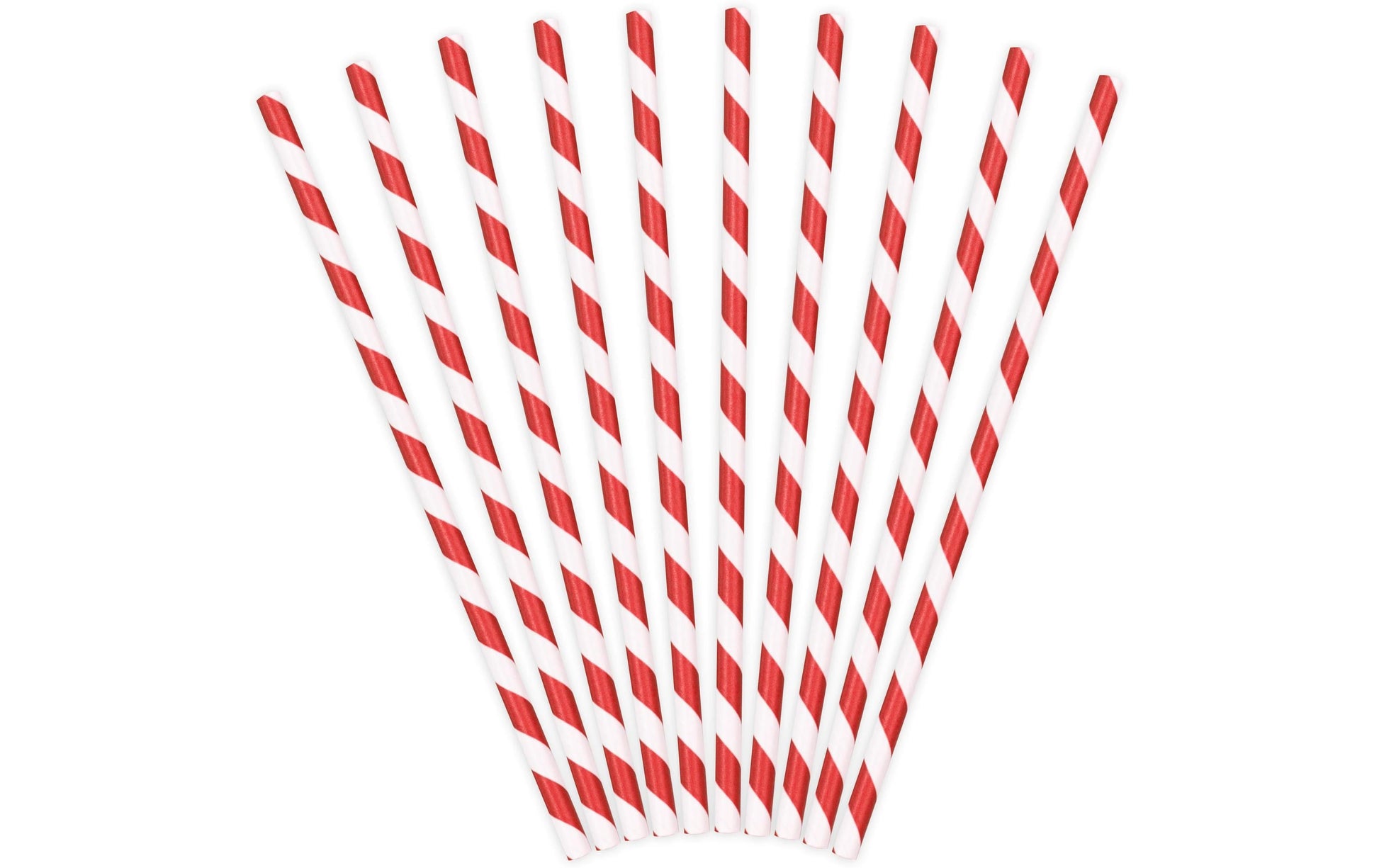 PartyDeco Papierstrohhalme, gestreift, 19,5 cm, rot/weiss – 10 Stk.
