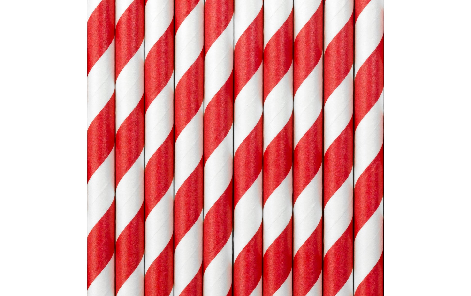 PartyDeco Papierstrohhalme, gestreift, 19,5 cm, rot/weiss – 10 Stk.