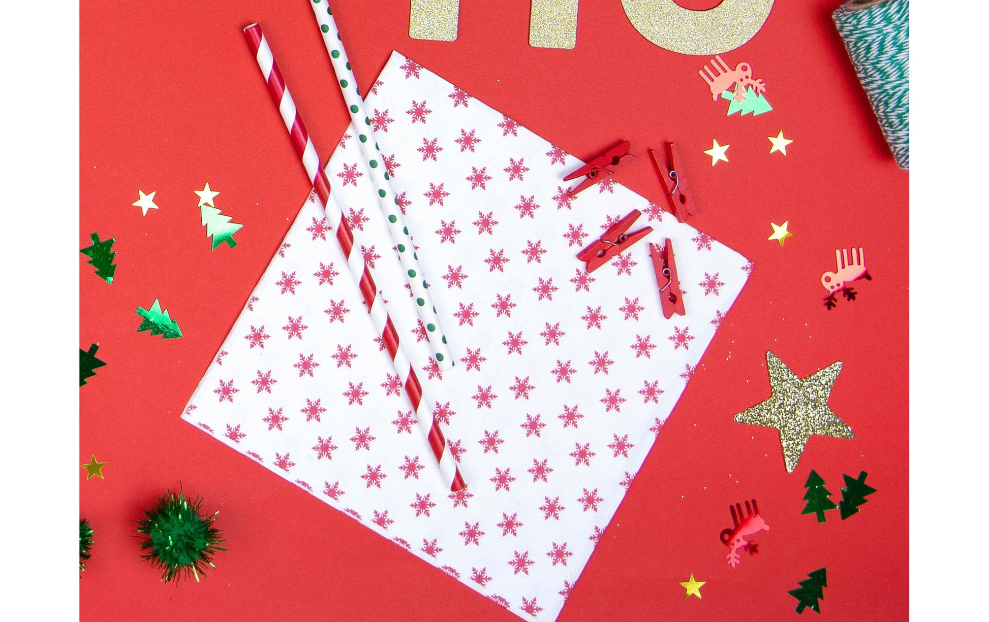 PartyDeco Papierstrohhalme, gestreift, 19,5 cm, rot/weiss – 10 Stk.
