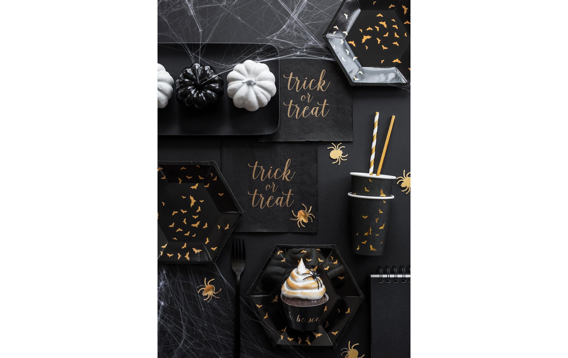 PartyDeco Papierstrohhalme, gestreift, 19,5 cm, weiss/gold – 10 Stk.