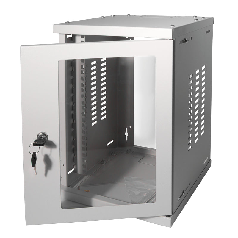 LogiLink W09Z33G – 10" Wandverteiler 8U, IP20, abschliessbar, 312 × 300 × 415 mm, lichtgrau, Stahl