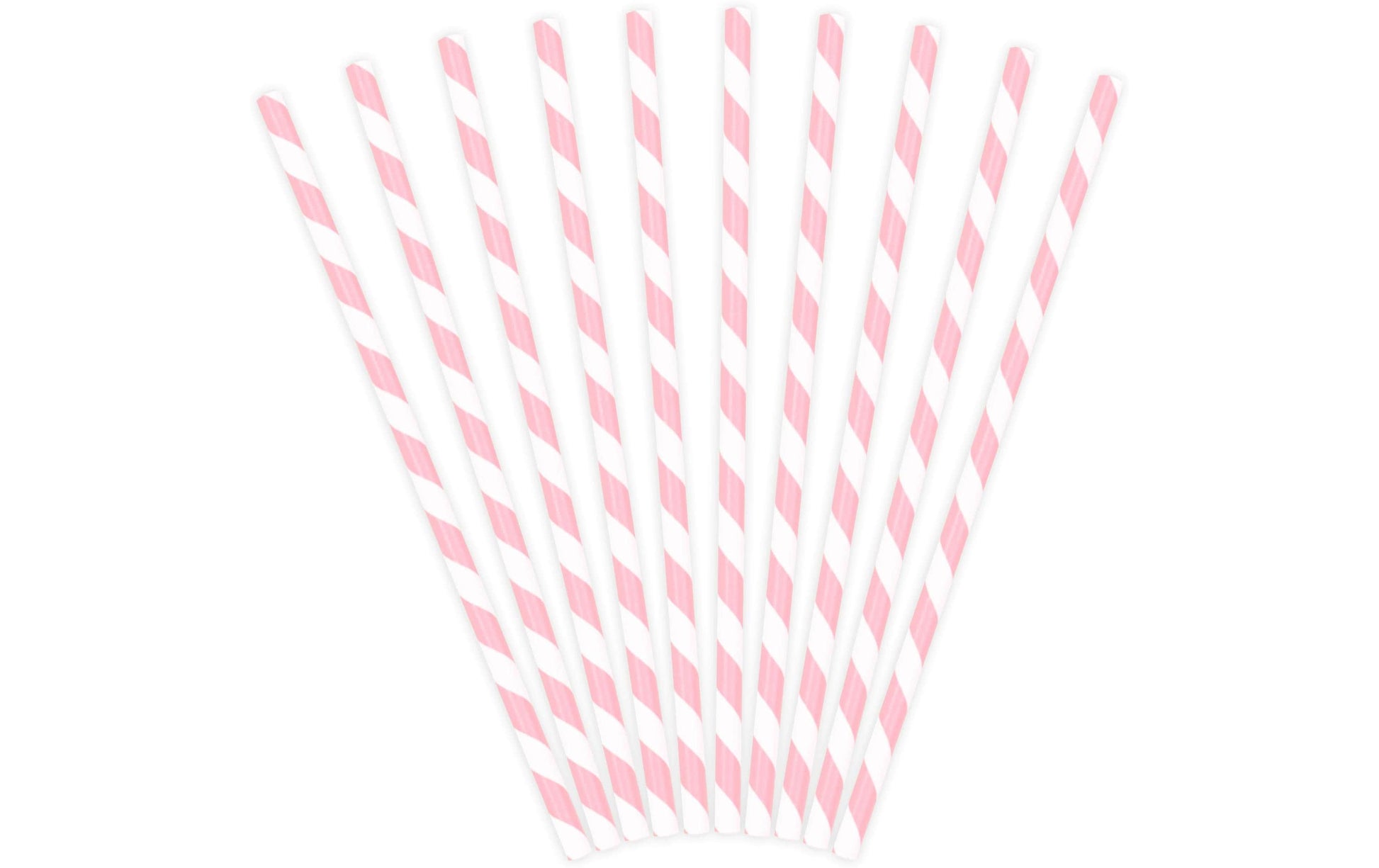 PartyDeco Papierstrohhalme, 19,5 cm, rosa/weiss – 10 Stk.