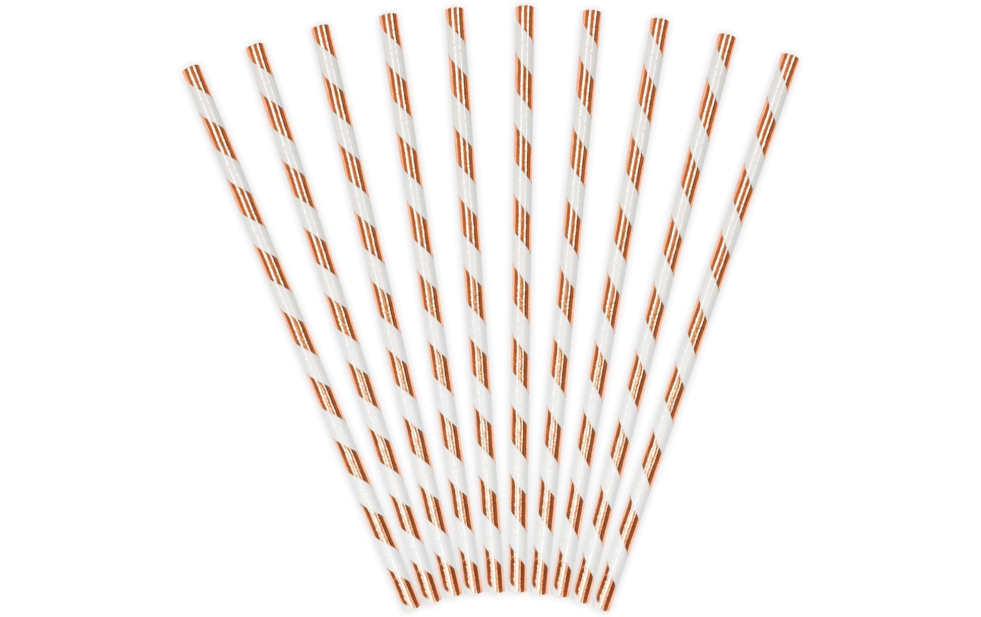 PartyDeco Papierstrohhalme, 19,5 cm, Roségold/Weiss – 10 Stk.