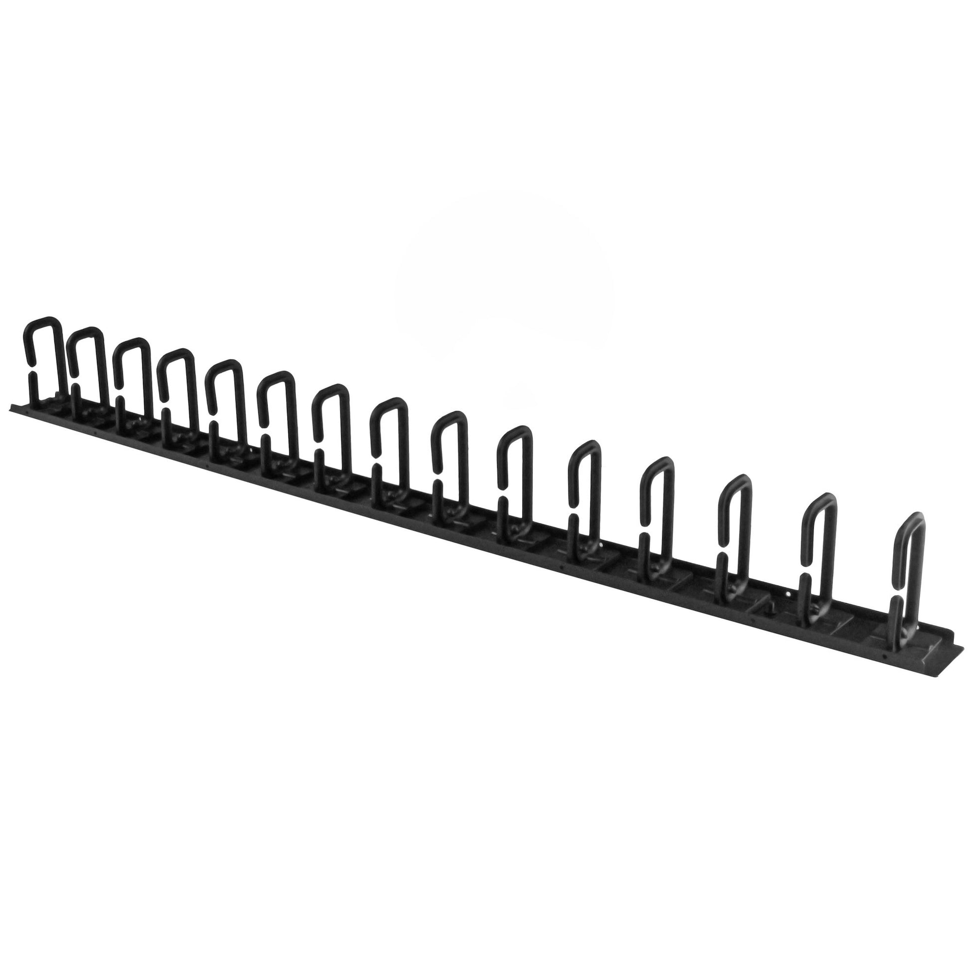 StarTech.com Kabelmanagement-Panel 0U – vertikal, mit D-Haken, schwarz, Stahl, B 863,6 × H 87 × T 50 mm