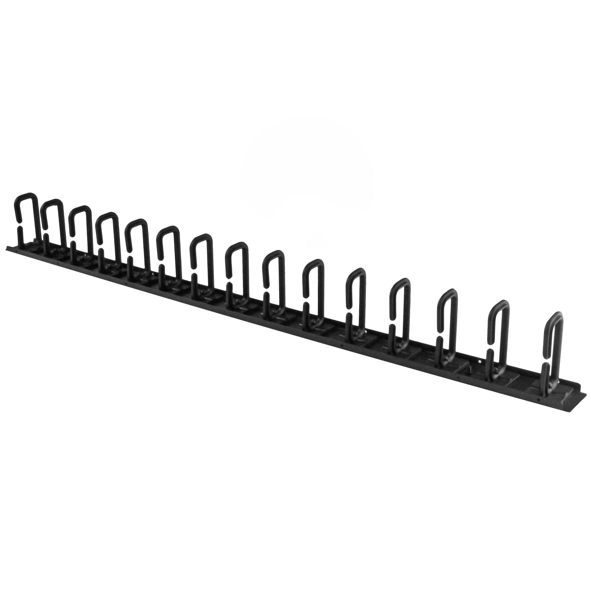 StarTech.com Kabelmanagement-Panel 0U – vertikal, mit D-Haken, schwarz, Stahl, B 863,6 × H 87 × T 50 mm