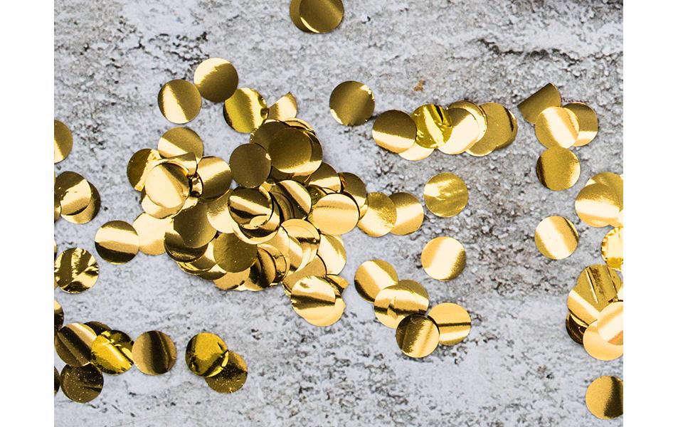 PartyDeco Konfettikanone Kreise – Gold – Ø 2,5 cm – 1 Stk