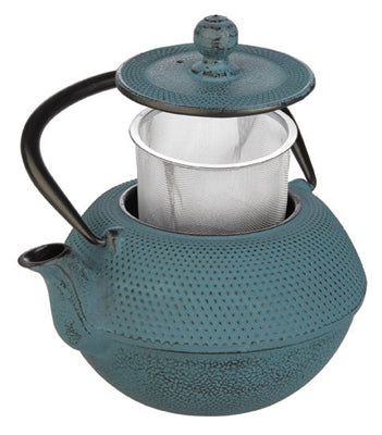 Ibili Teekanne – 1,2 l, Gusseisen, Blau, mit Edelstahlfilter, für Gasherde